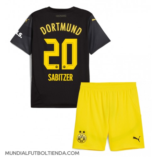 Camiseta Borussia Dortmund Marcel Sabitzer #20 Segunda Equipación Replica 2024-25 para niños mangas cortas (+ Pantalones cortos)